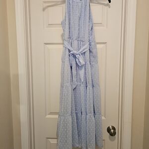 Grace Karin Blue and White Ruffled Tiered Sundress